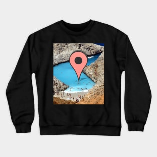 Wish I was there (google marker beach) Crewneck Sweatshirt